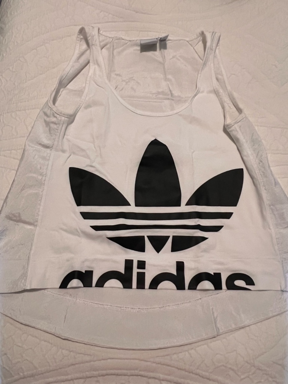 adidas White Tank with Black Trefoil Tag